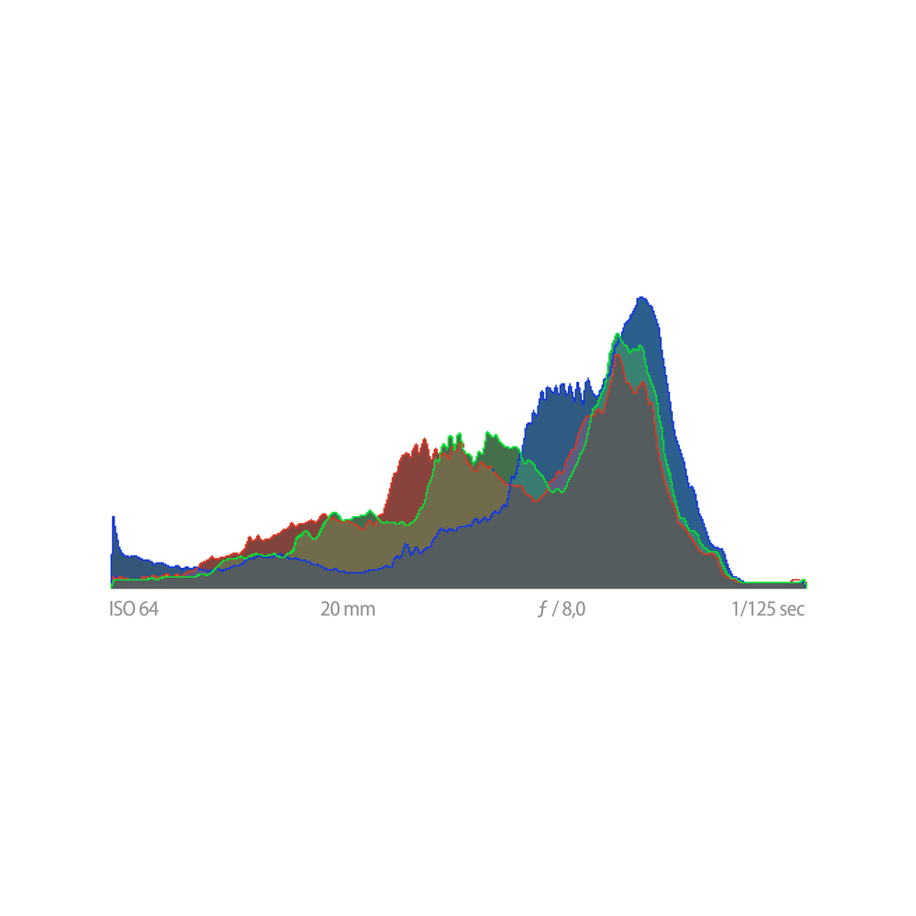 Histogram exposure photography displayed on camera screen during image review